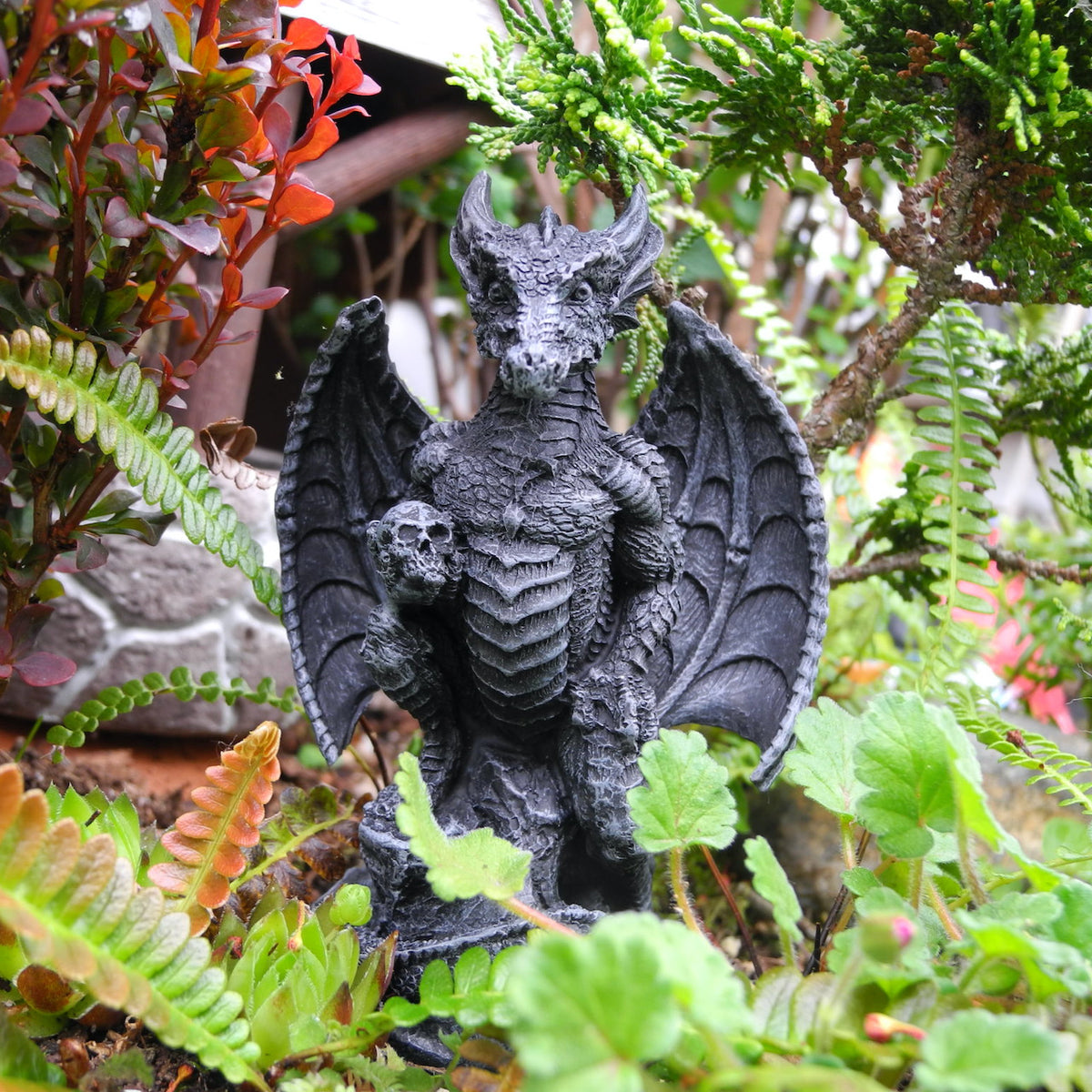 Mini Garden Art Peanut the Dragon for Fairy Gardens Too! Two Green