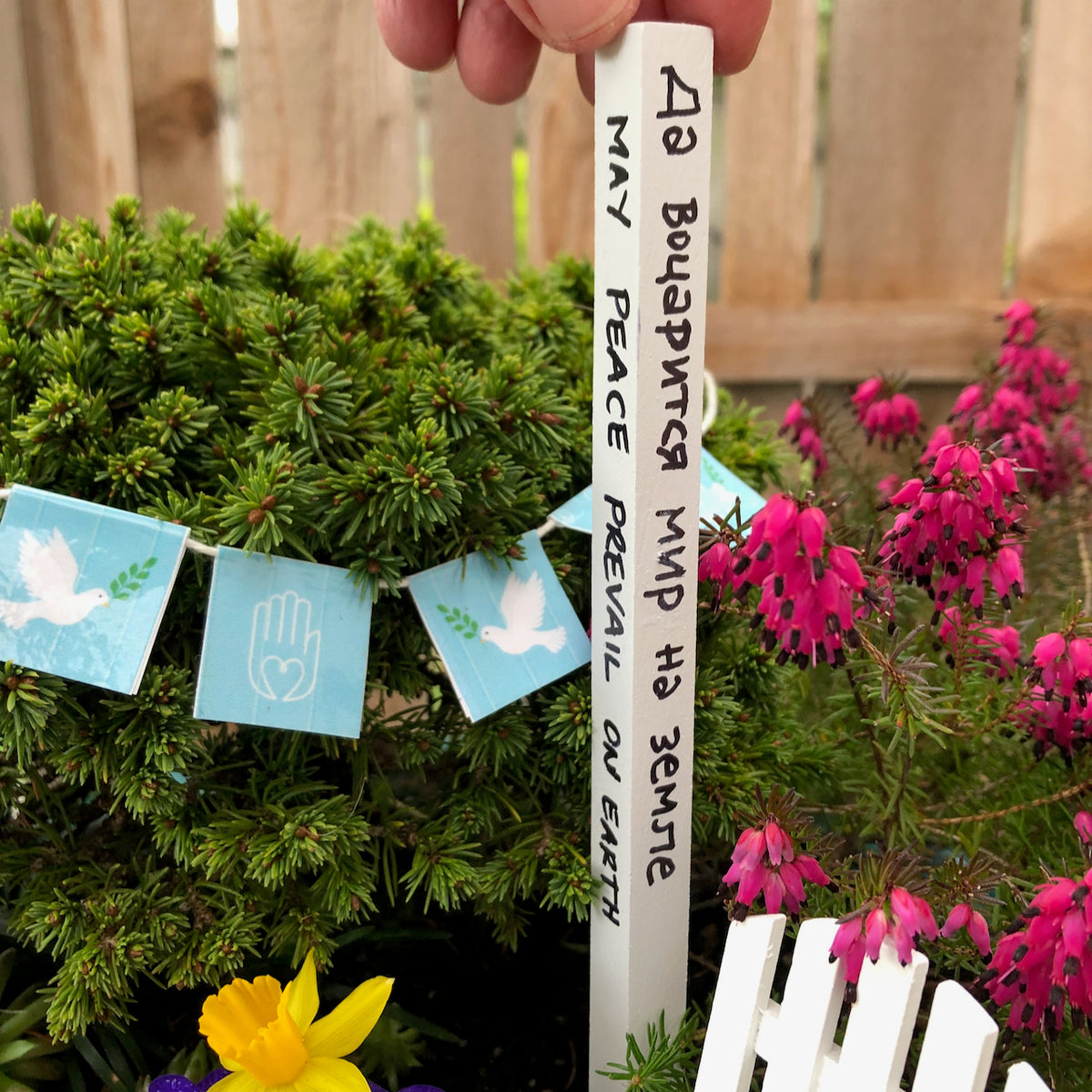 Miniature Garden Peace Pole Larger Art Pole Set of 3 Two Green