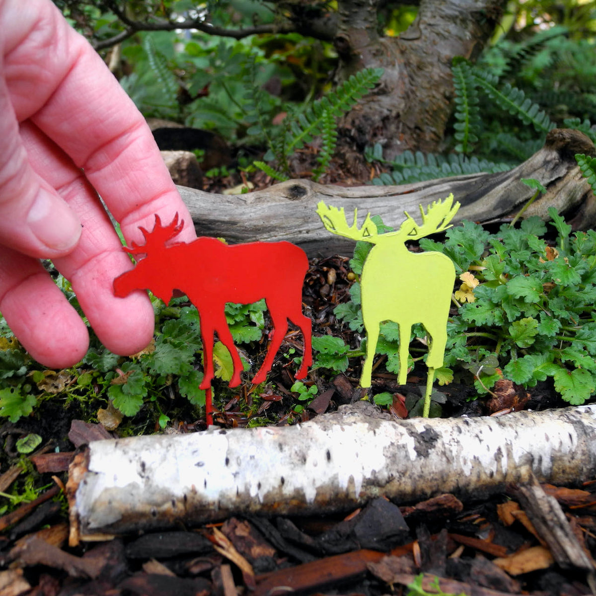 Christmas Moose Pair, Garden Art Metal Silhouettes, Set of Two