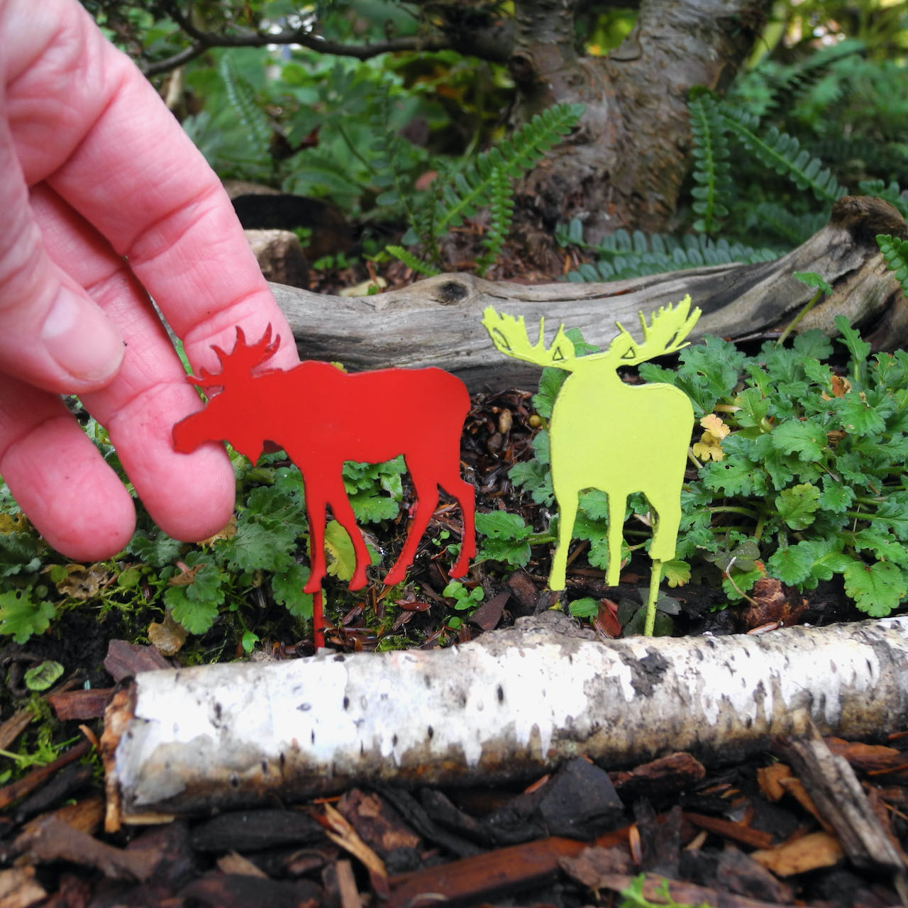 Christmas Moose Pair, Garden Art Metal Silhouettes, Set of Two