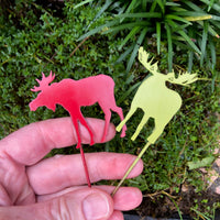 Christmas Moose Pair, Garden Art Metal Silhouettes, Set of Two