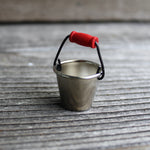 Mini Galvanized Bucket with Red Handle