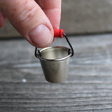 Mini Galvanized Bucket with Red Handle