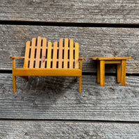 Miniature Adirondack Bench & Table, Walnut