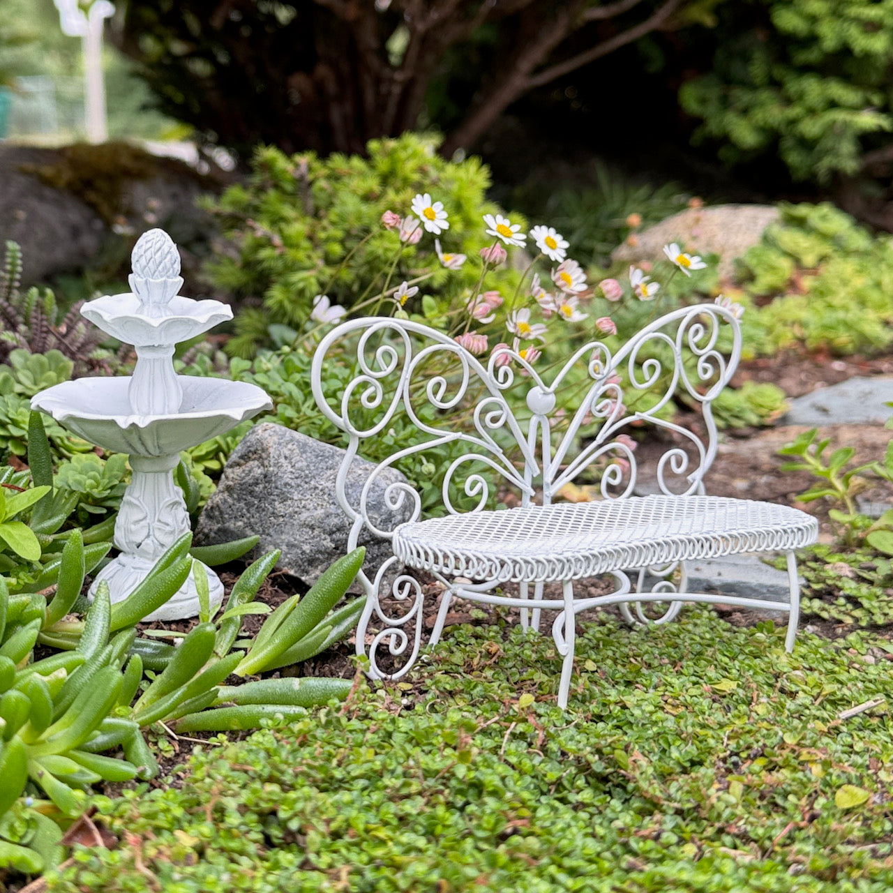 Miniature Butterfly Garden Bench