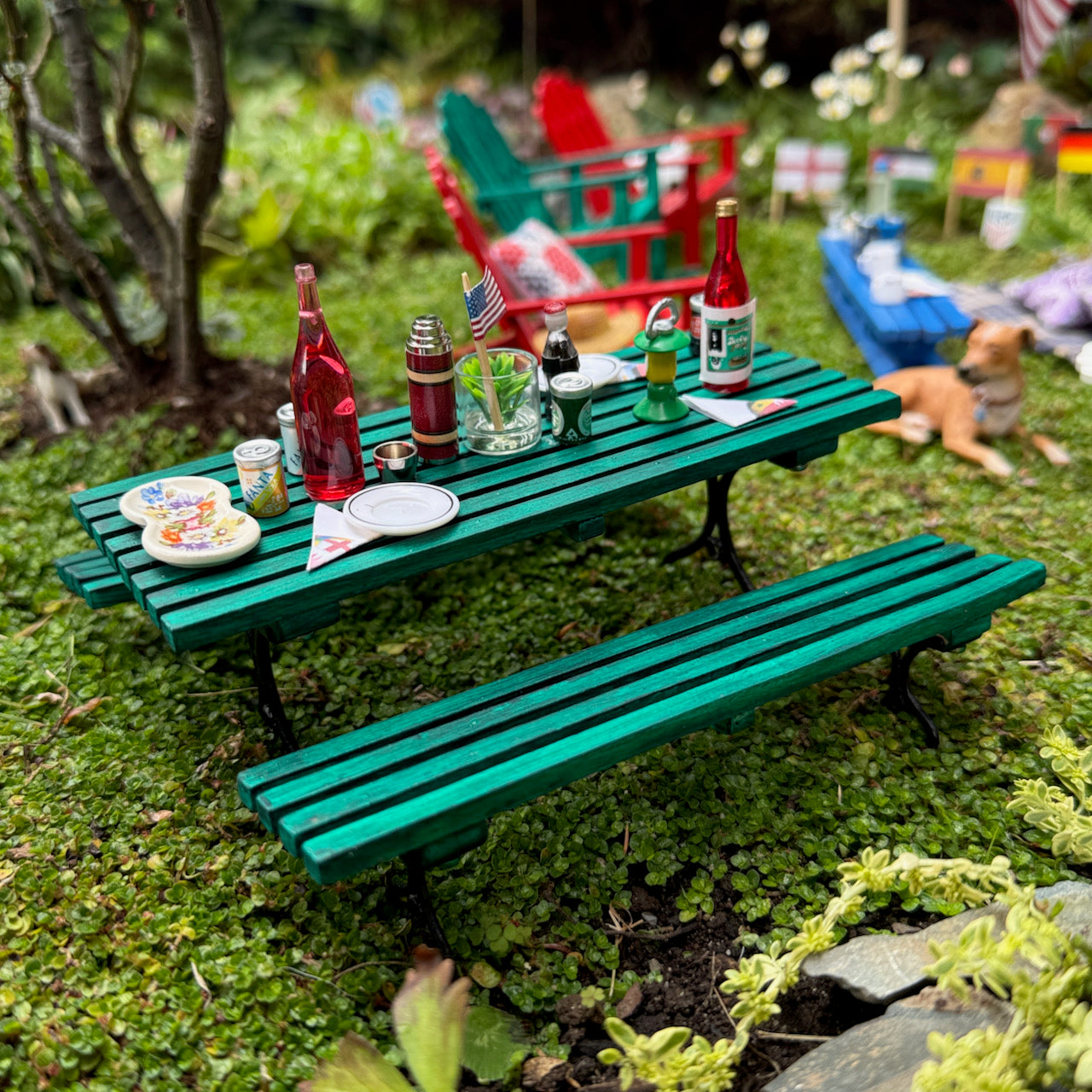 Miniature Picnic Bench, Metal Legs