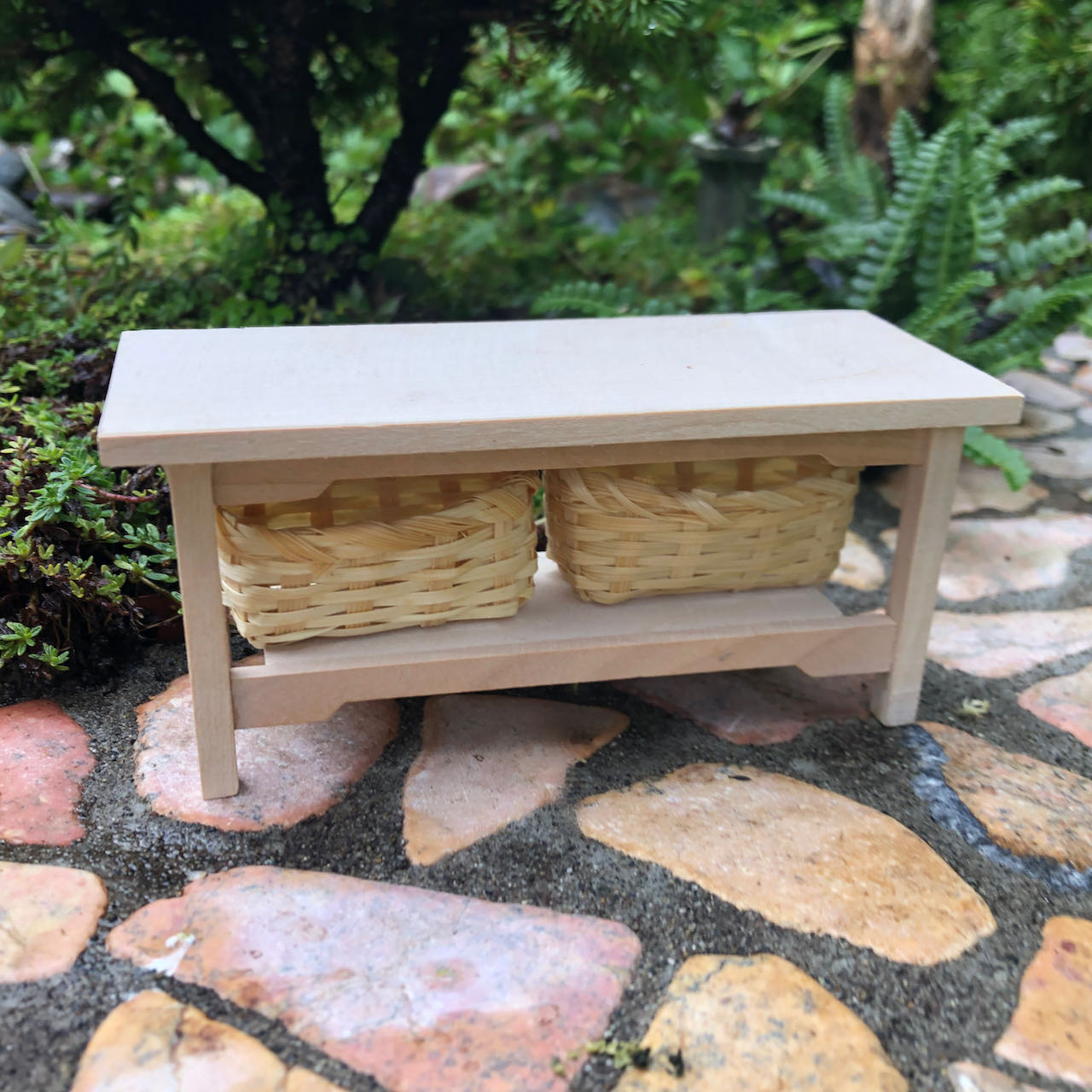 Garden Table with Storage Baskets