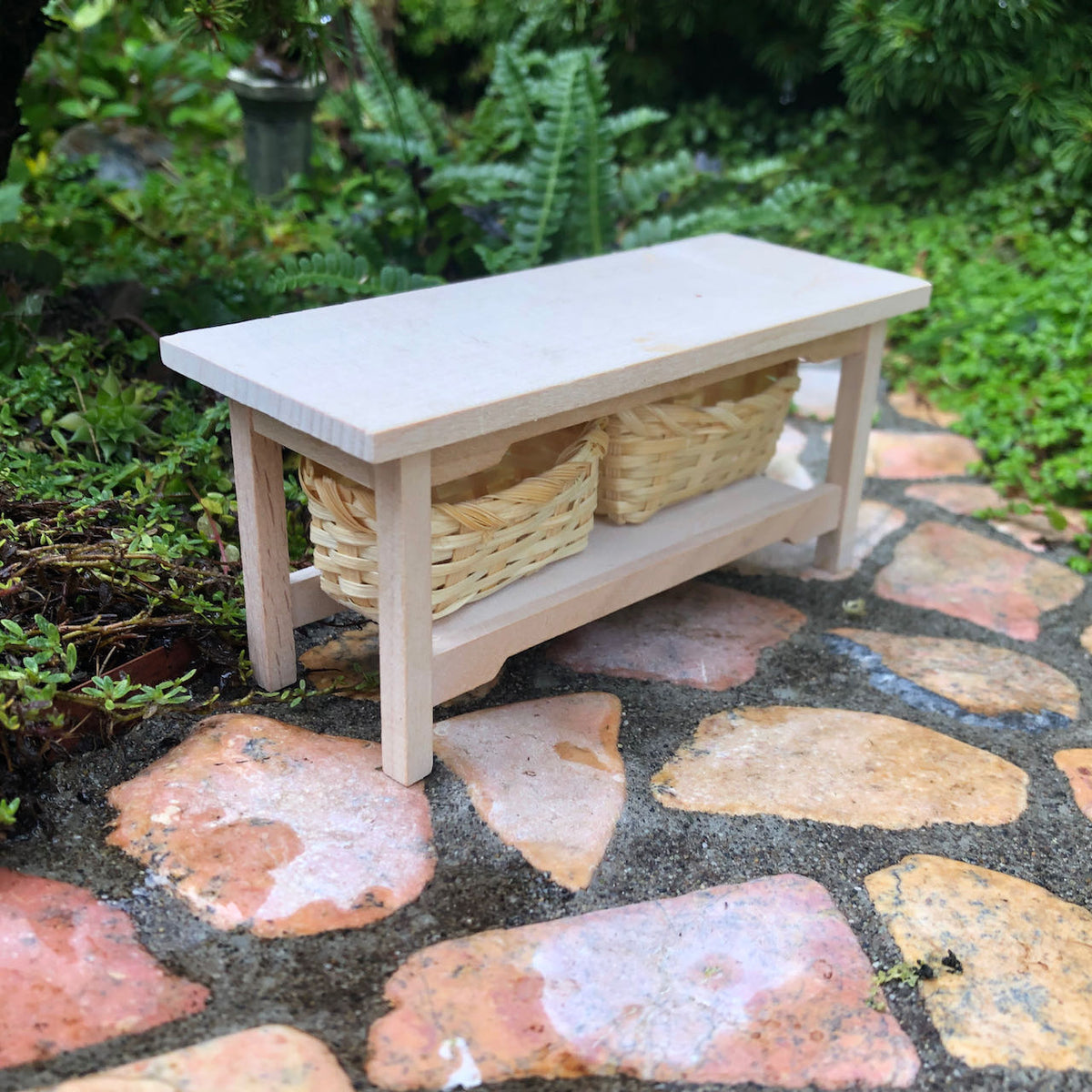 Garden Table with Storage Baskets