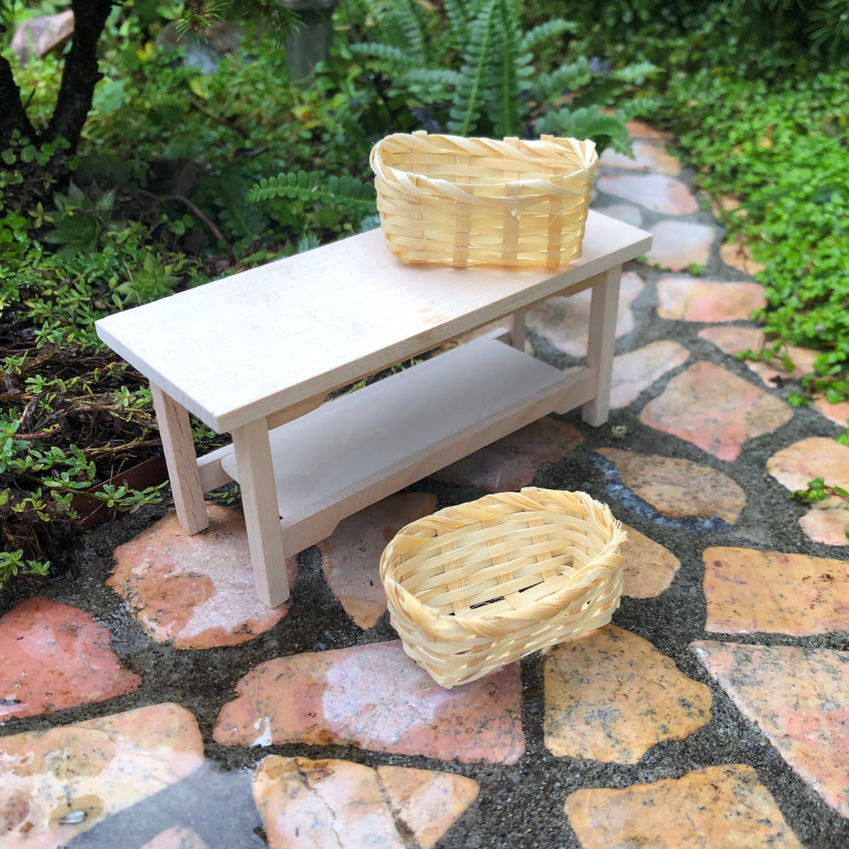 Garden Table with Storage Baskets