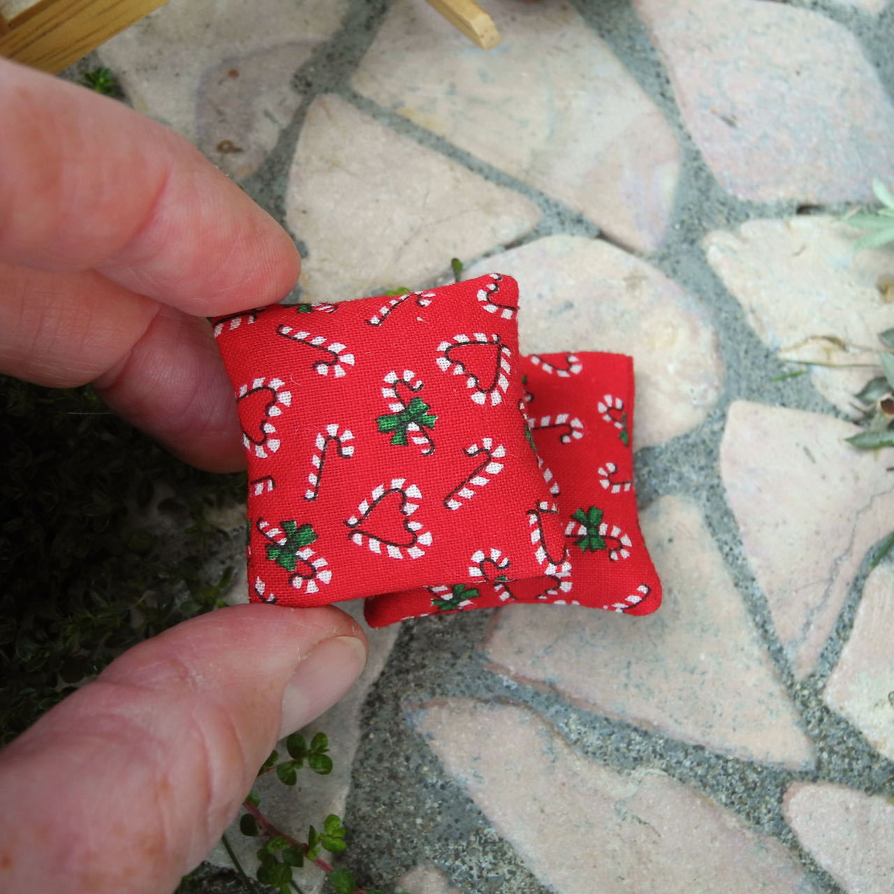 Mini Christmas Patio Cushions Set of 2 - Candy Canes