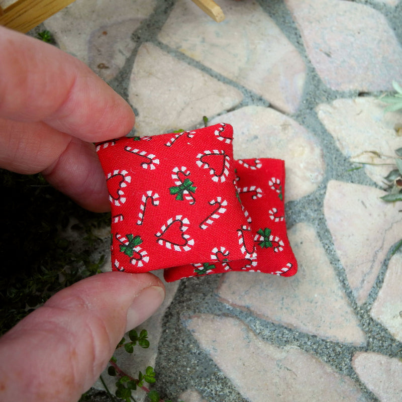 Mini Christmas Patio Cushions Set of 2 - Candy Canes
