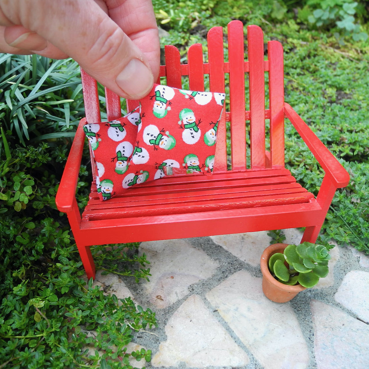 Mini Christmas Patio Cushions Set of 2 - Snowman