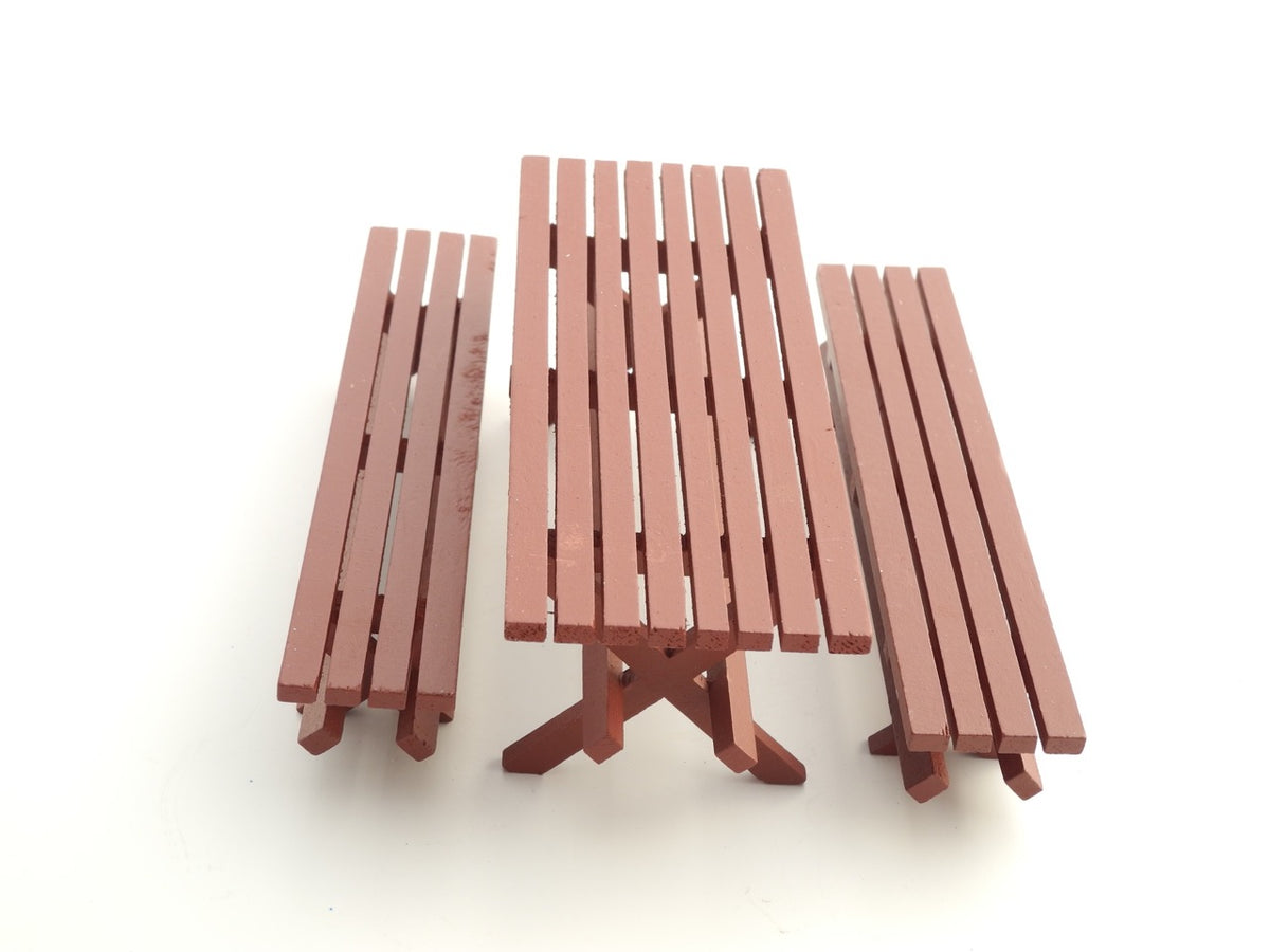 Miniature Wood Picnic Bench Set of 3