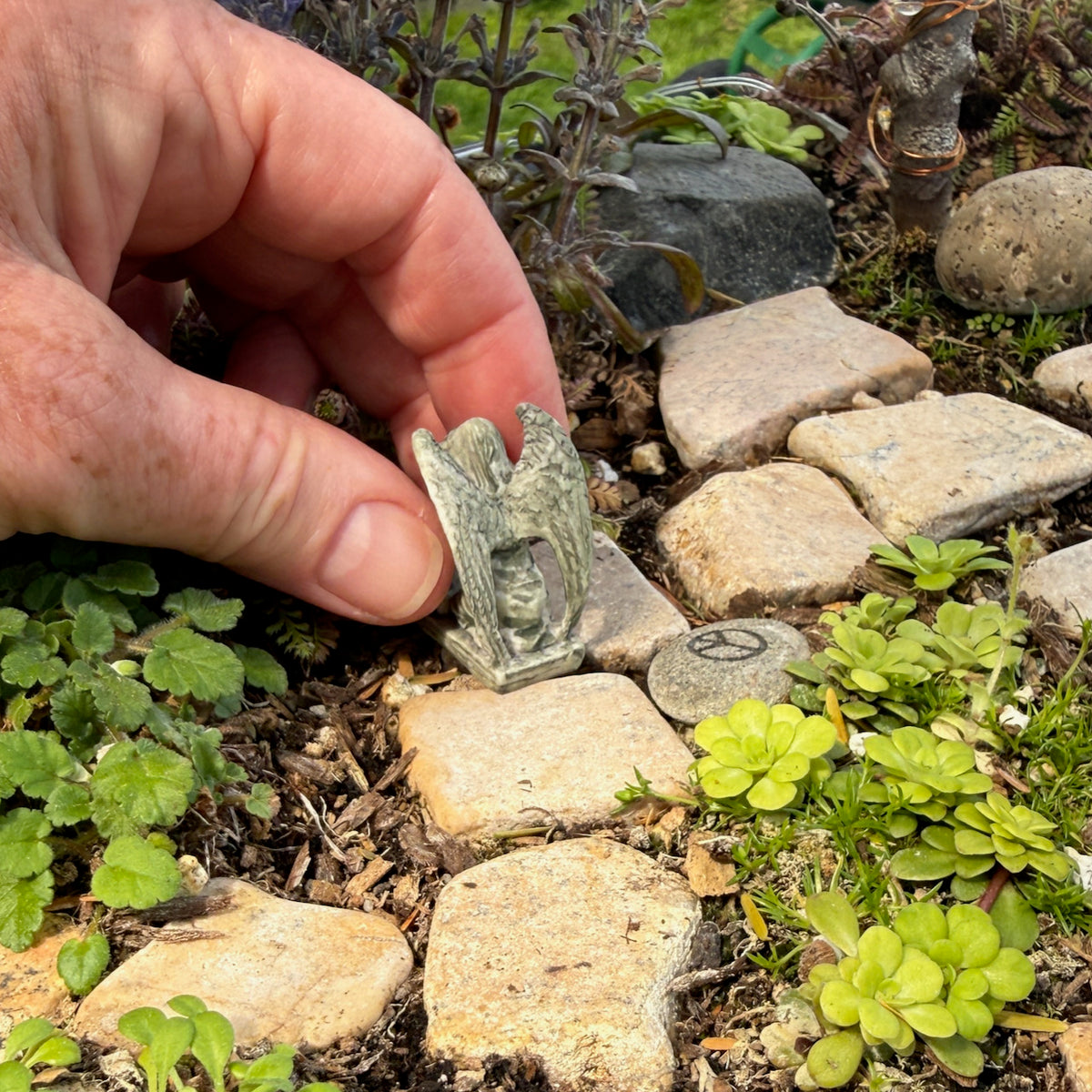 Praying Angel, Faux Stone, Staked