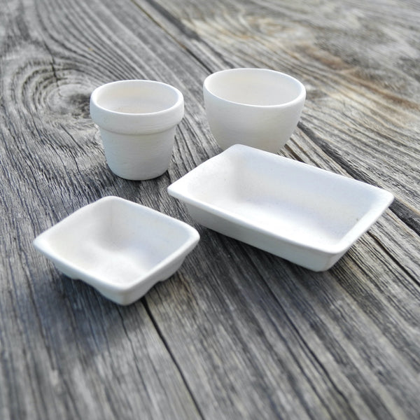 Miniature White Pot Set of 4