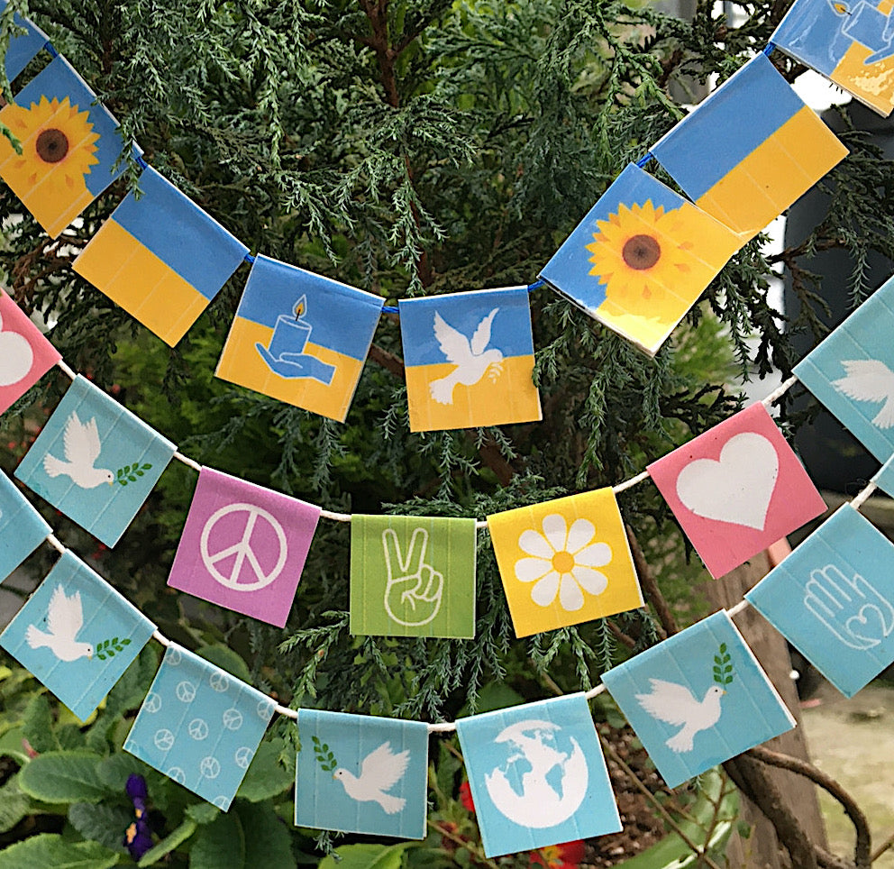 Miniature Peace Flag Banners, PDF Printable
