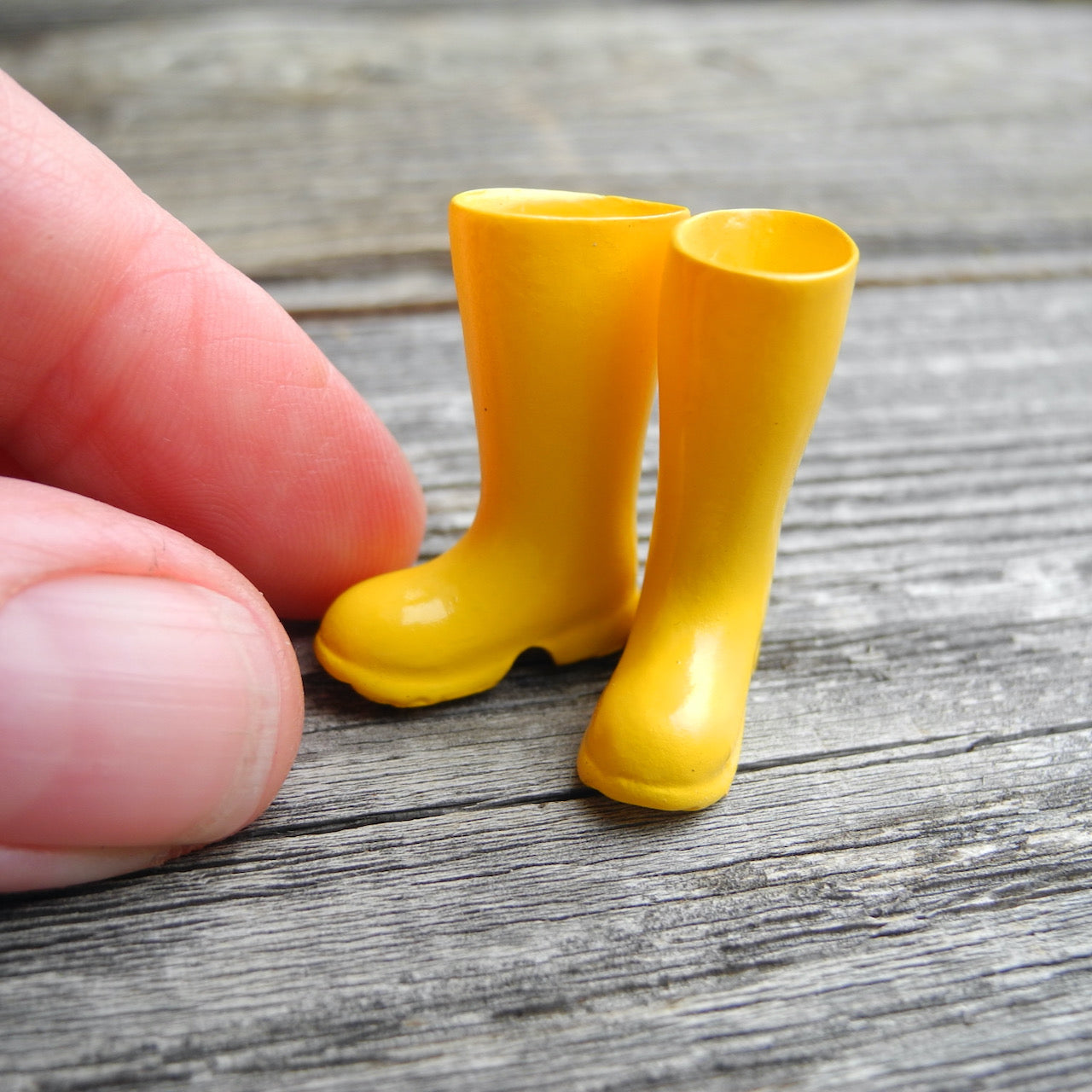 Miniature Yellow Garden Boots