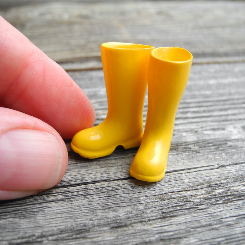 Miniature Yellow Garden Boots