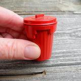 Miniature Red Garbage Pail with Lid
