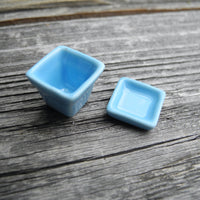 Mini Ceramic Pot and Saucer Set, Blue