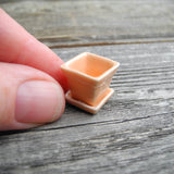 Tiny Ceramic Pot and Saucer Set, Marmalade