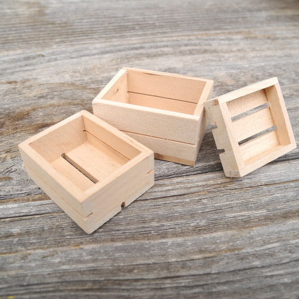 Miniature Wood Crates, Set of 3