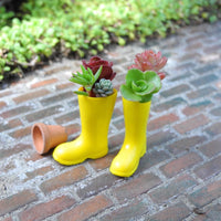 Miniature Yellow Garden Boots
