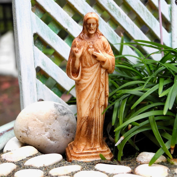 Sacred Heart of Jesus, Staked, Faux Wood, Small