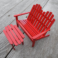 Adirondack Garden Bench & Table, Red