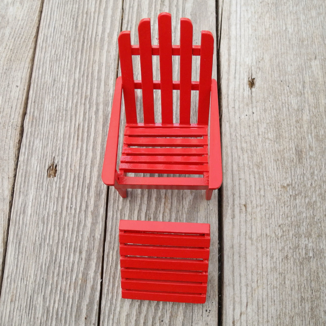 Adirondack Garden Chair with Footrest, Red