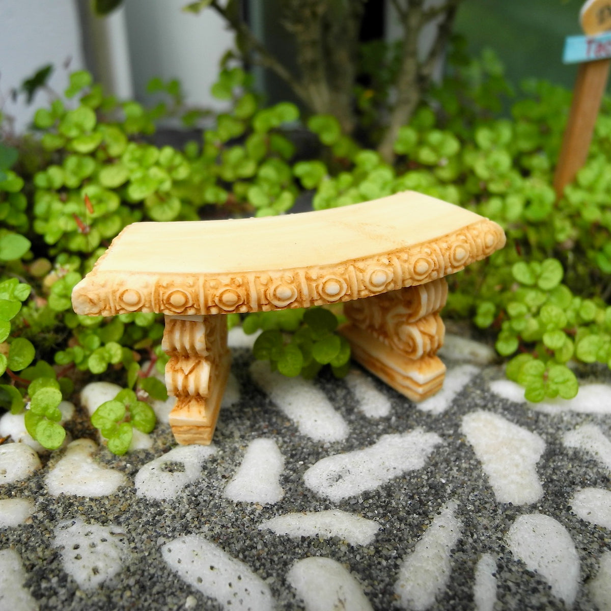Small Curved Garden Bench, Staked