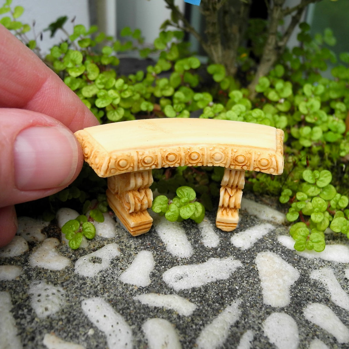 Small Curved Garden Bench, Staked