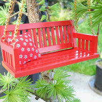 Miniature Garden Bench Swing with Hook - Red Finish