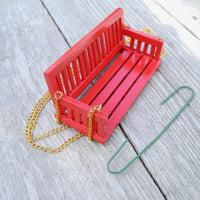 Miniature Garden Bench Swing with Hook - Red Finish