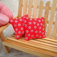 Mini Patio Cushions Set of 2 - Tiny Flowers on Red