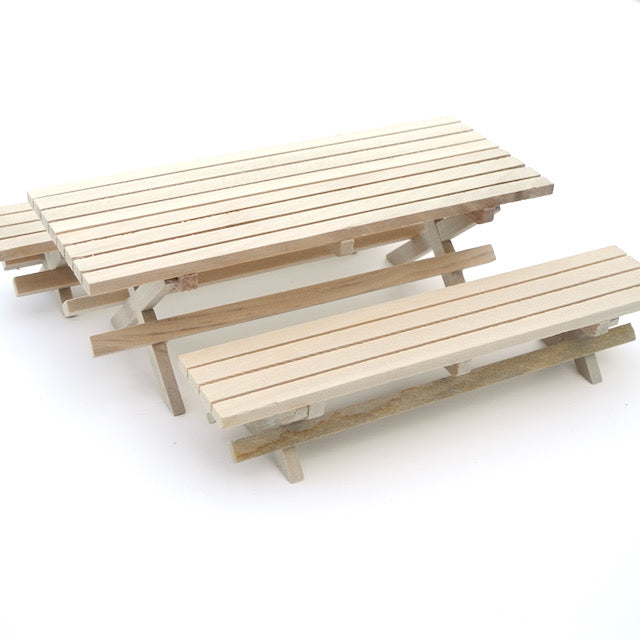 Miniature Wood Picnic Bench Set of 3