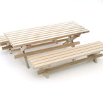 Miniature Wood Picnic Bench Set of 3