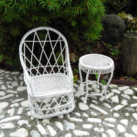 Tub Chair & Table, White, Set of 2