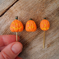 Miniature Staked Pumpkins #1, Set of 3