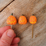 Miniature Staked Pumpkins #1, Set of 3
