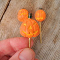 Miniature Staked Pumpkins #1, Set of 3