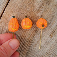 Miniature Staked Pumpkins #2, Set of 3