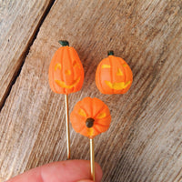 Miniature Staked Pumpkins #2, Set of 3
