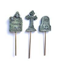 Mini Halloween Tombstones #1, STAKED, Set of 3