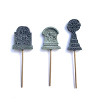 Mini Halloween Tombstones #2, STAKED, Set of 3