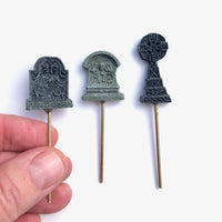 Mini Halloween Tombstones with Celtic Cross - Set of 3