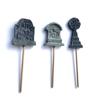 Mini Halloween Tombstones #2, STAKED, Set of 3