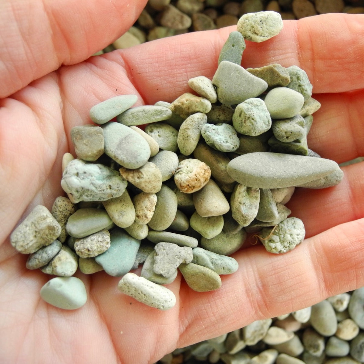 Mini Garden Pebbles, Sea Green, Tumbled Stone