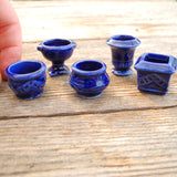 Blue Ceramic Pots, Set of 5
