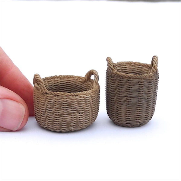 Wicker Baskets in Resin, Set of 2
